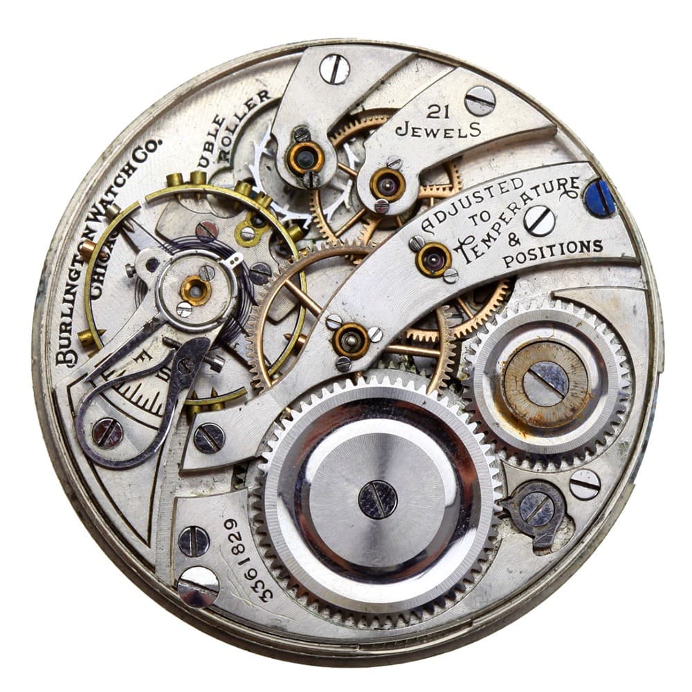 Burlington Special Private Label Illinois 16s 21j Grade 108 Adjusted Hunting Lever Set Nickel Movement