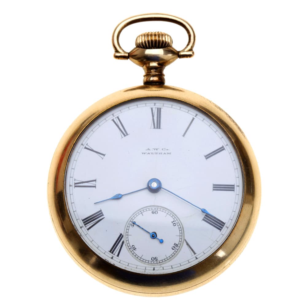 Waltham 18s 11j Wm Ellery Model 1879 Openface Lever Set Gilt Pocket Watch