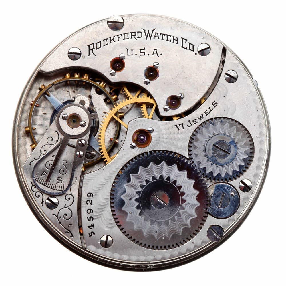 Rockford 16s 17j Grade 570 Hunting Lever Set Nickel Movement