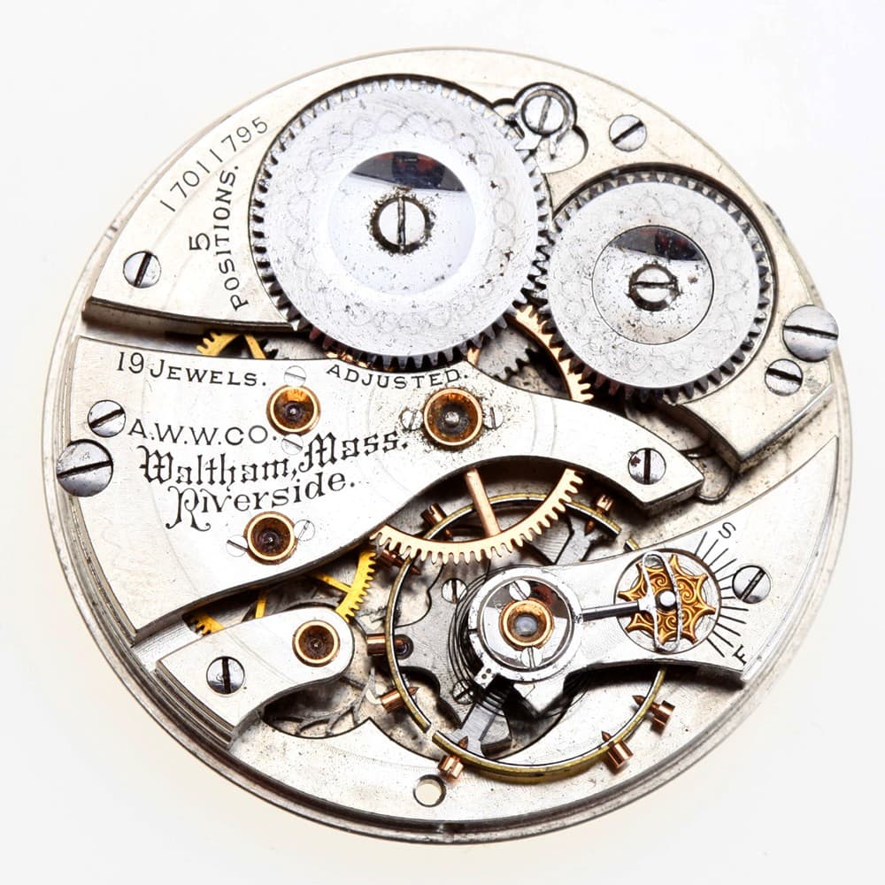 Waltham 16s 19j Riverside Adjusted Openface Pendant Set Nickel Movement