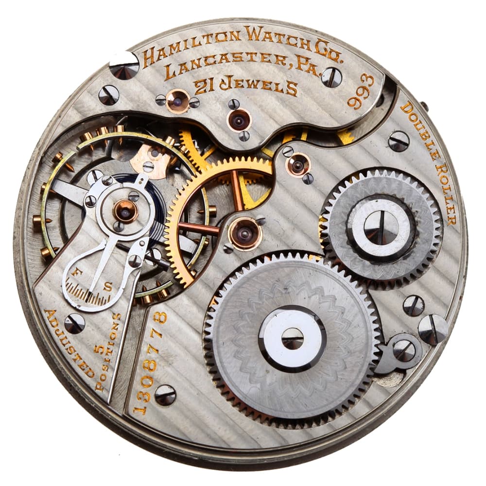 Hamilton 16s 21j Grade 993 Adjusted Hunting Lever Set Nickel Movement