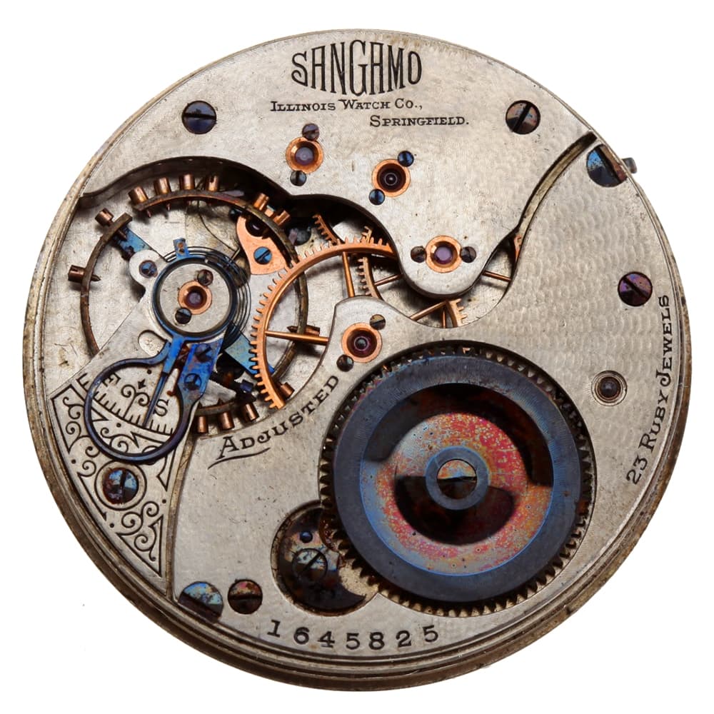 Illinois Sangamo 16s 23j Model 4 Getty Hunting Lever Set Nickel Movement