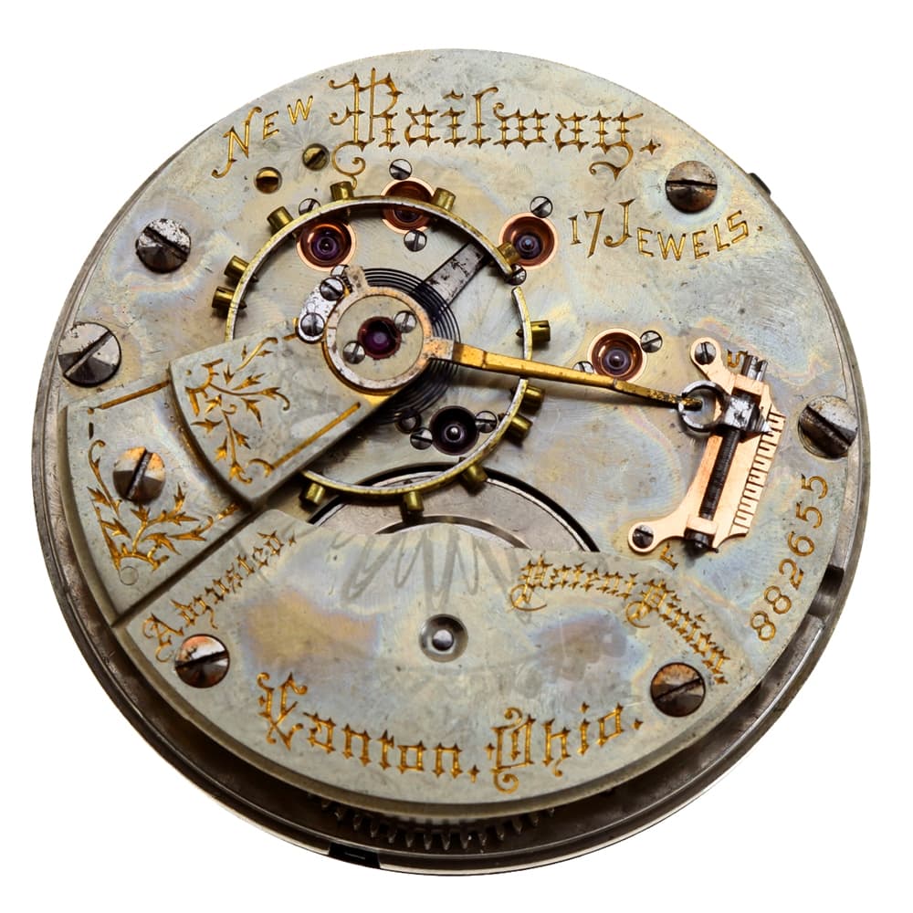 Hampden New Railway 18s 17j Model 2 Hunting Lever Set Nickel Movement