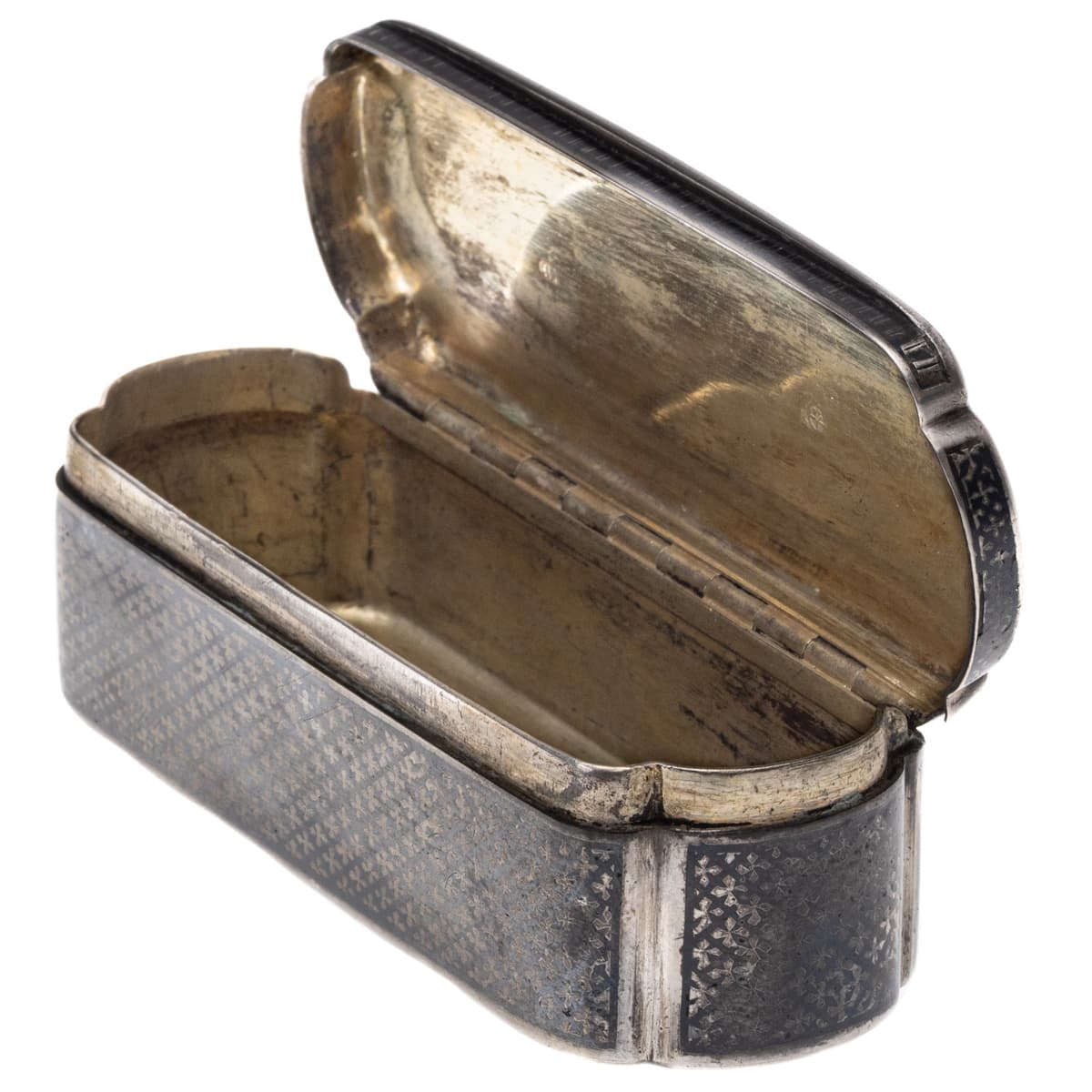Austrian silver snuff box with engine-turned lid, dated c.1860–1866