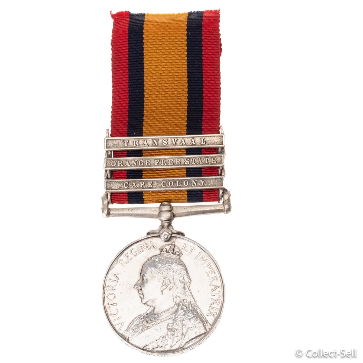 Queen’s South Africa Medal obverse showing Queen Victoria, awarded to Pte. P. Logan, Argyll and Sutherland Highlanders.